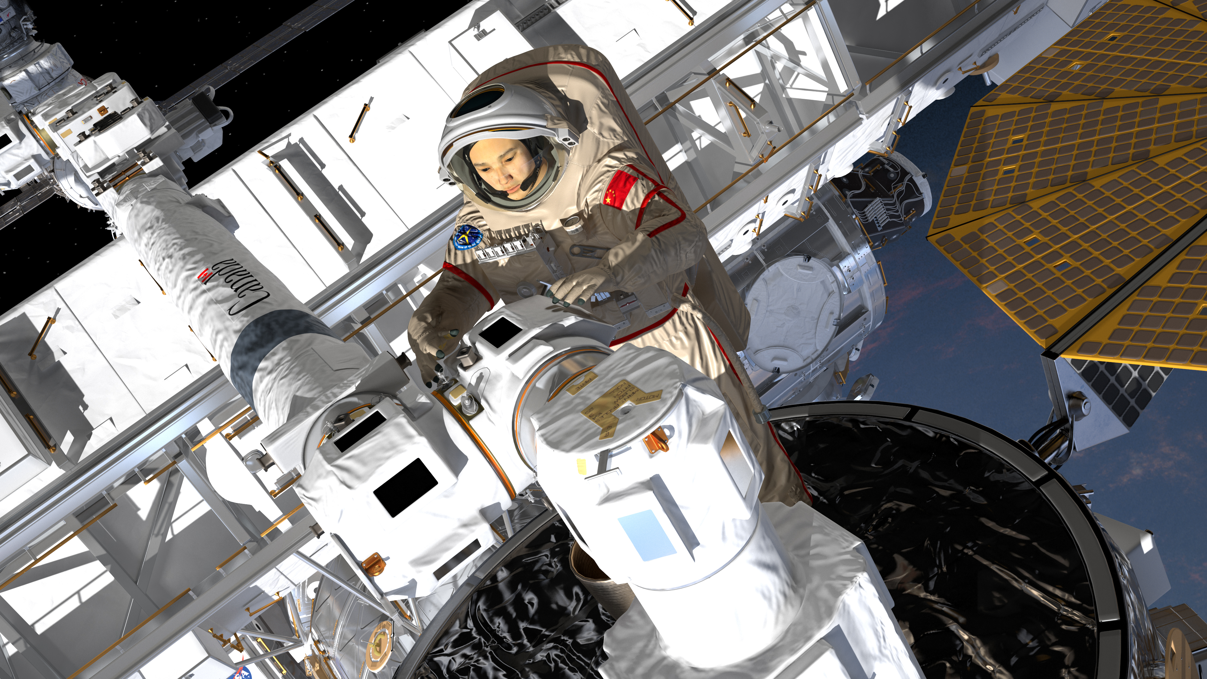 Chinese Astronaut Space Suit Haiying Rigged for Maya 3D