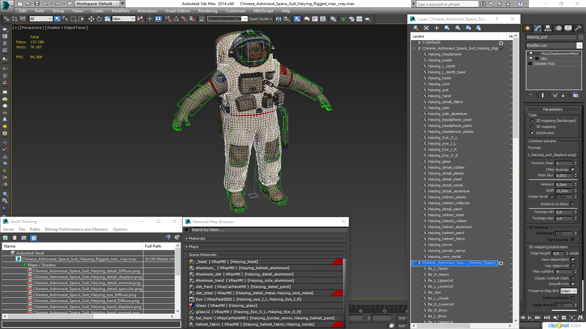Chinese Astronaut Space Suit Haiying Rigged for Maya 3D