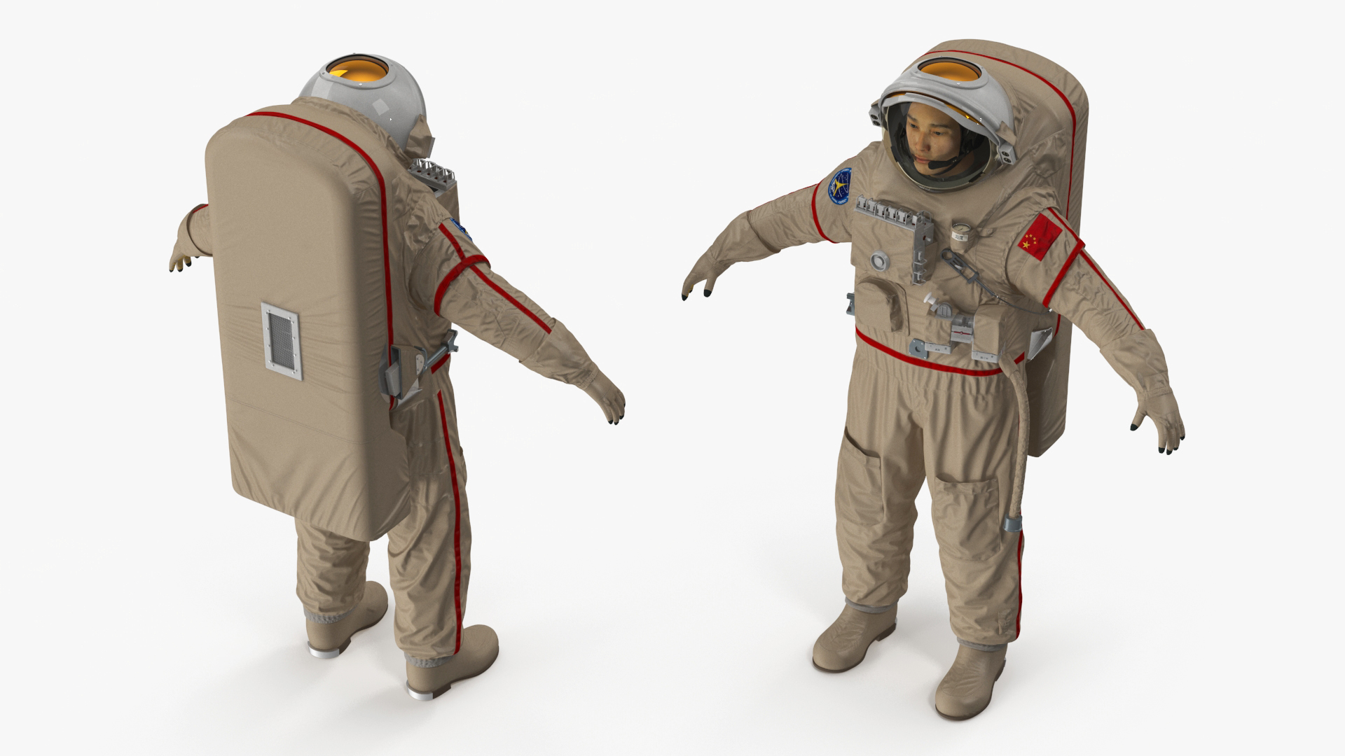 Chinese Astronaut Space Suit Haiying Rigged for Maya 3D
