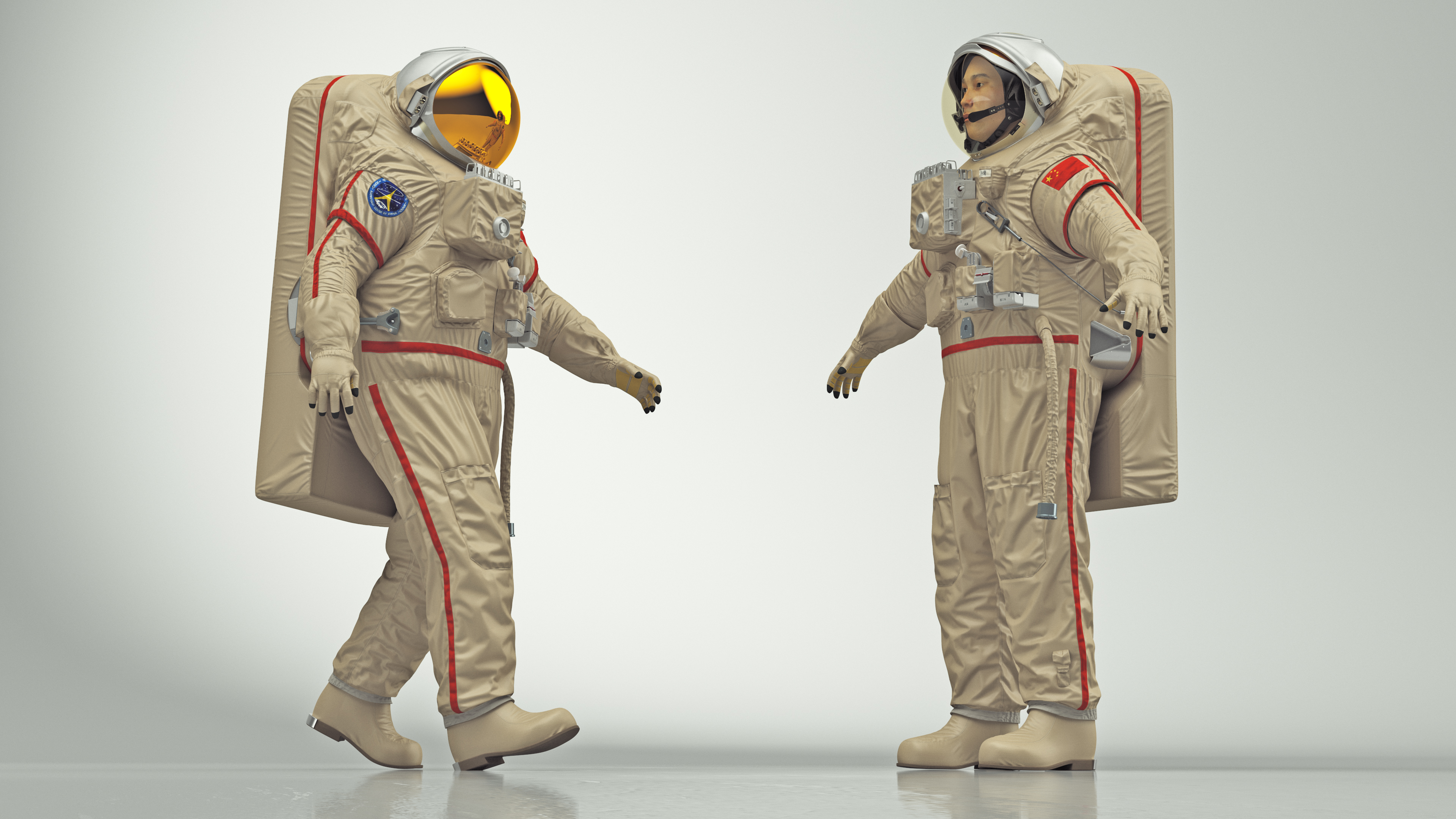 Chinese Astronaut Space Suit Haiying Rigged for Maya 3D