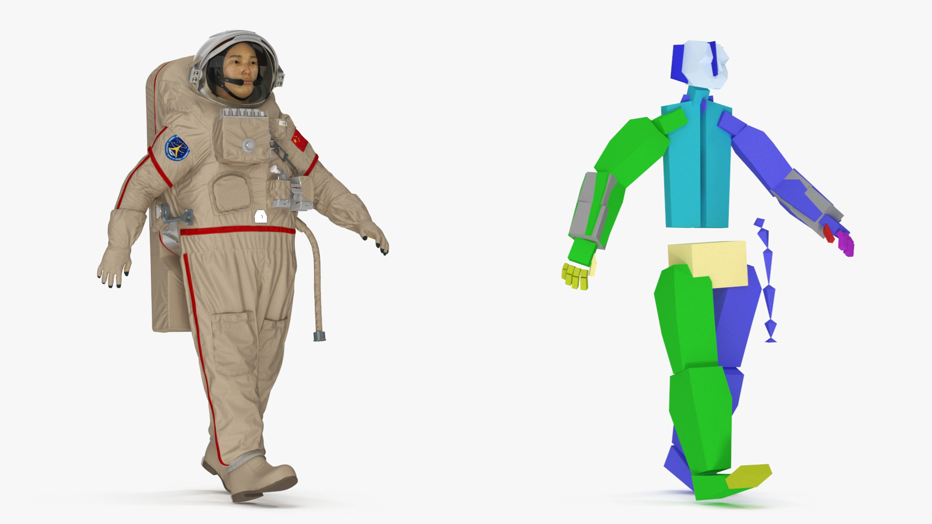 Chinese Astronaut Space Suit Haiying Rigged for Maya 3D