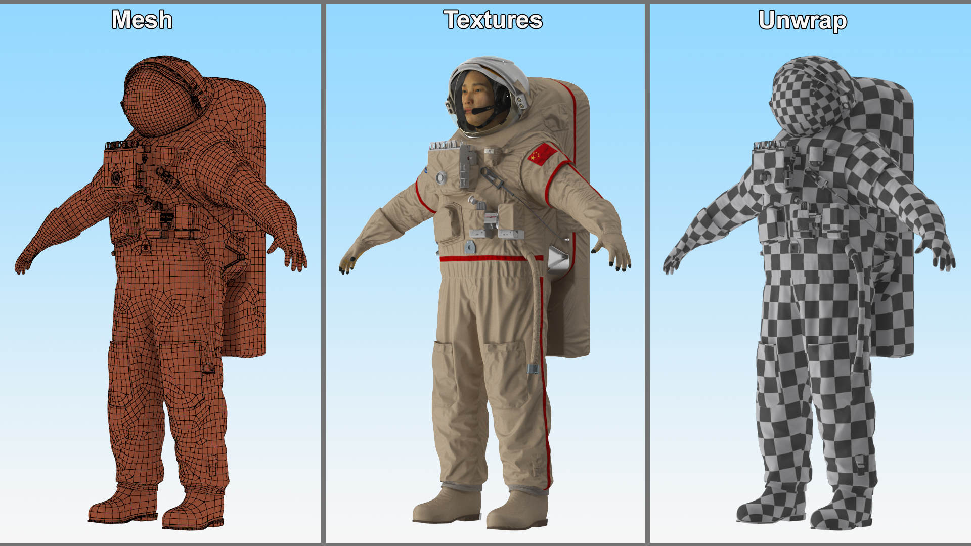 Chinese Astronaut Space Suit Haiying Rigged for Maya 3D