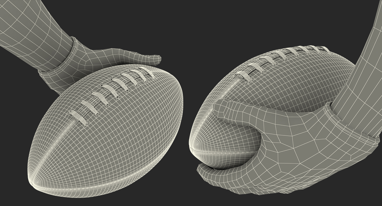 3D model Hand Holding American Football Ball