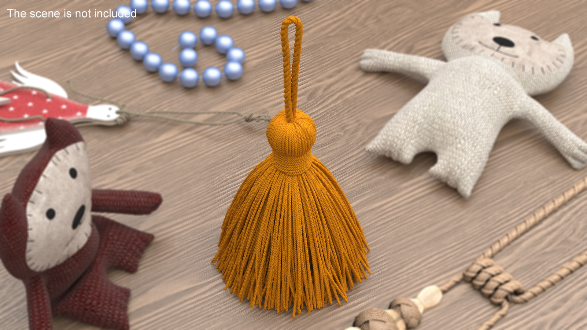3D Yellow Yarn Tassel model