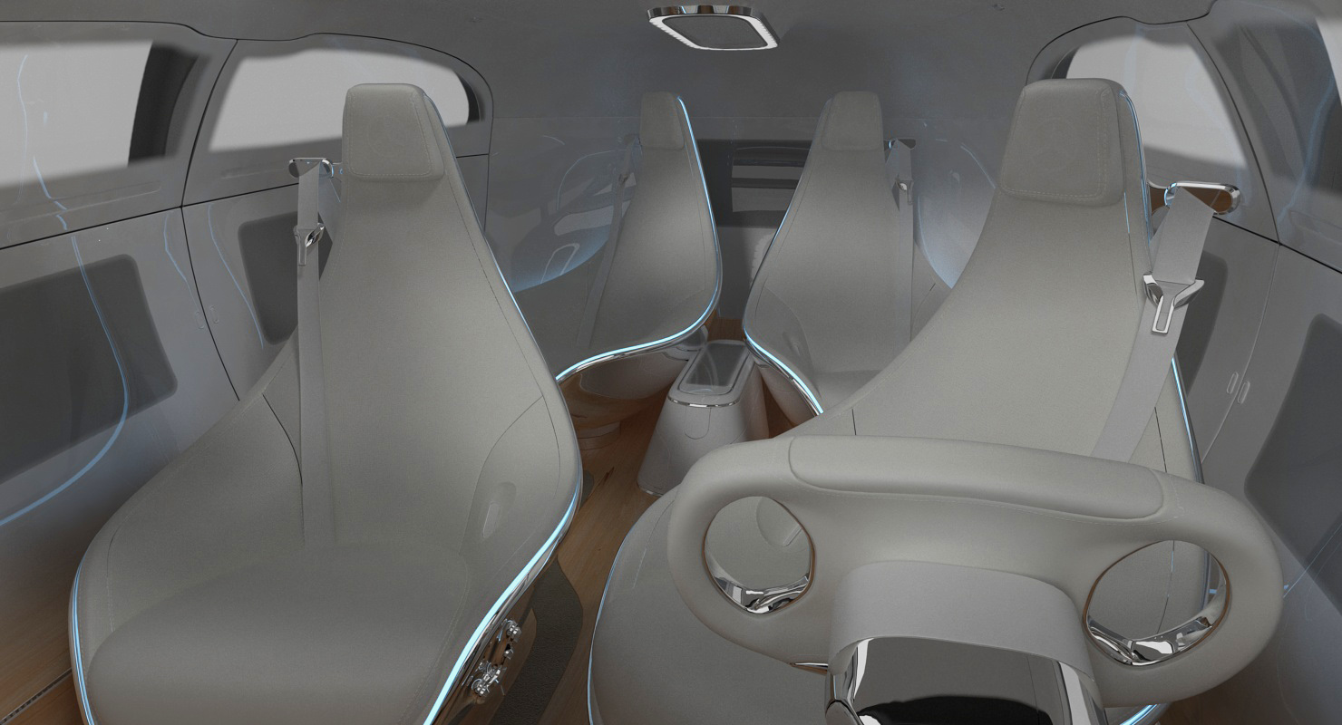 Mercedes Benz F015 Self Driving Car Concept Rigged for Cinema 4D 3D model