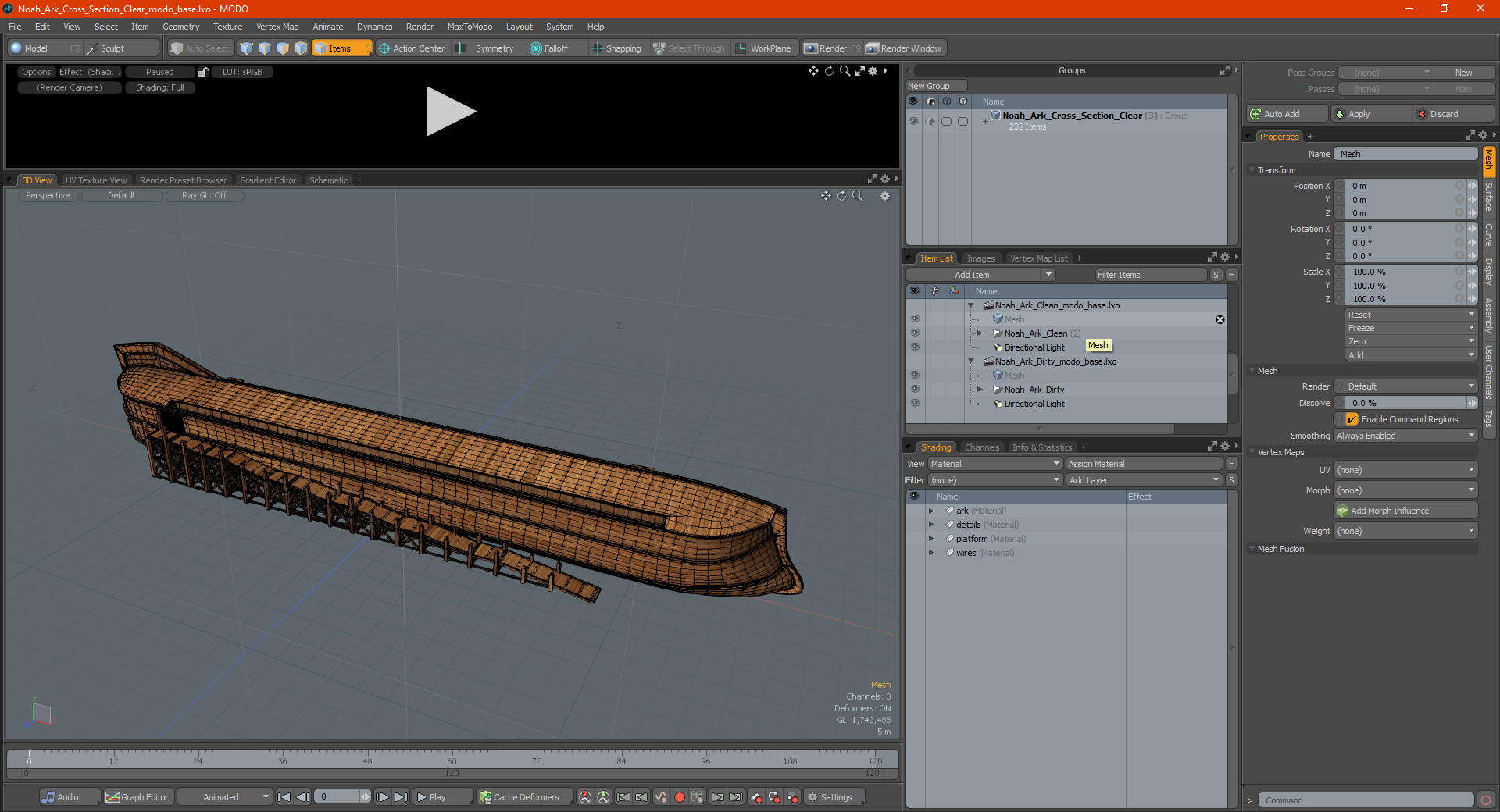 3D Noah Ark Cross Section Clear model