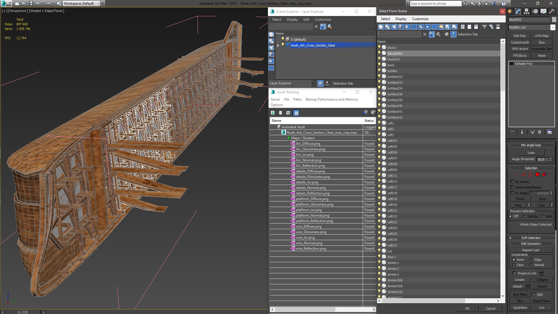 3D Noah Ark Cross Section Clear model