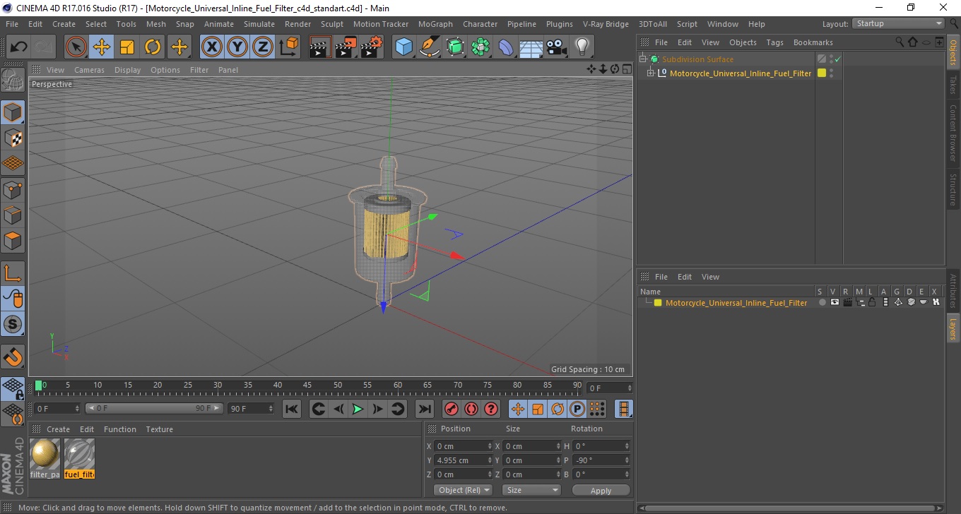 Motorcycle Universal Inline Fuel Filter 3D model