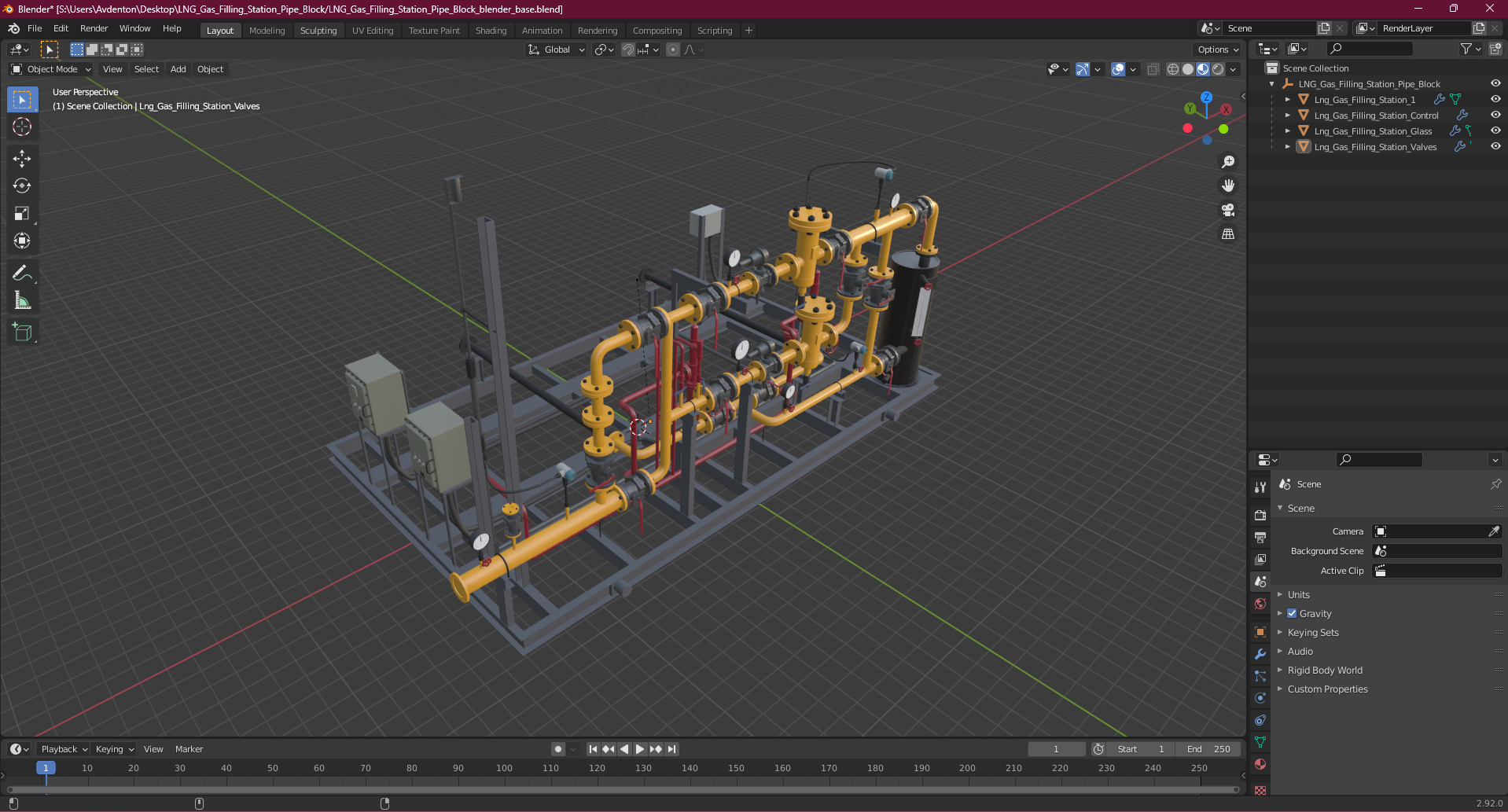 LNG Gas Filling Station Pipe Block 3D model