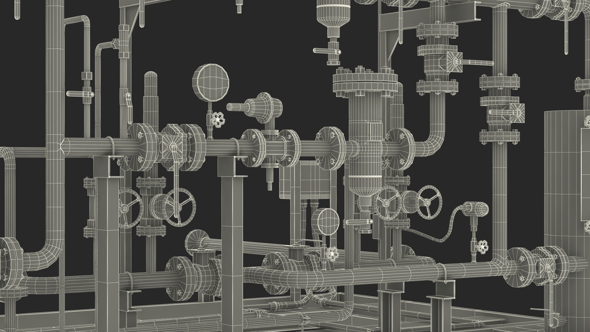 LNG Gas Filling Station Pipe Block 3D model