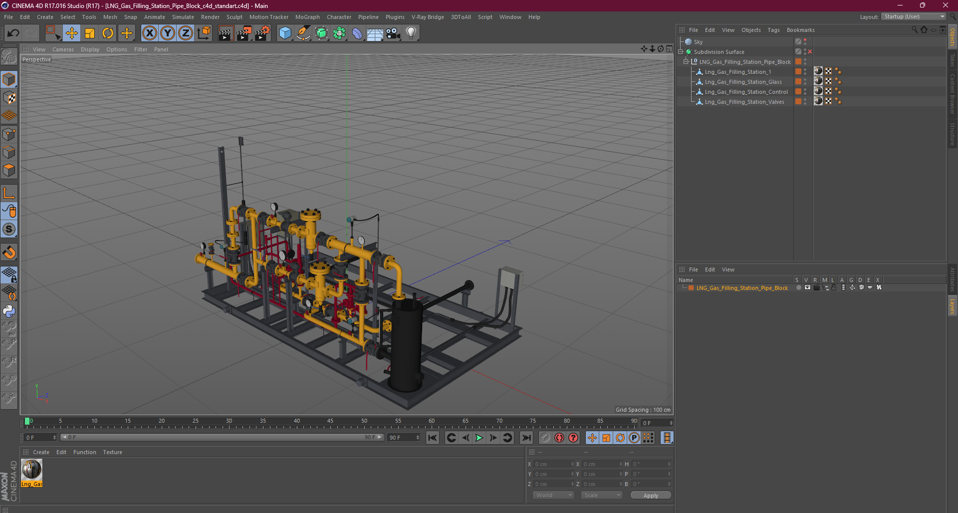 LNG Gas Filling Station Pipe Block 3D model