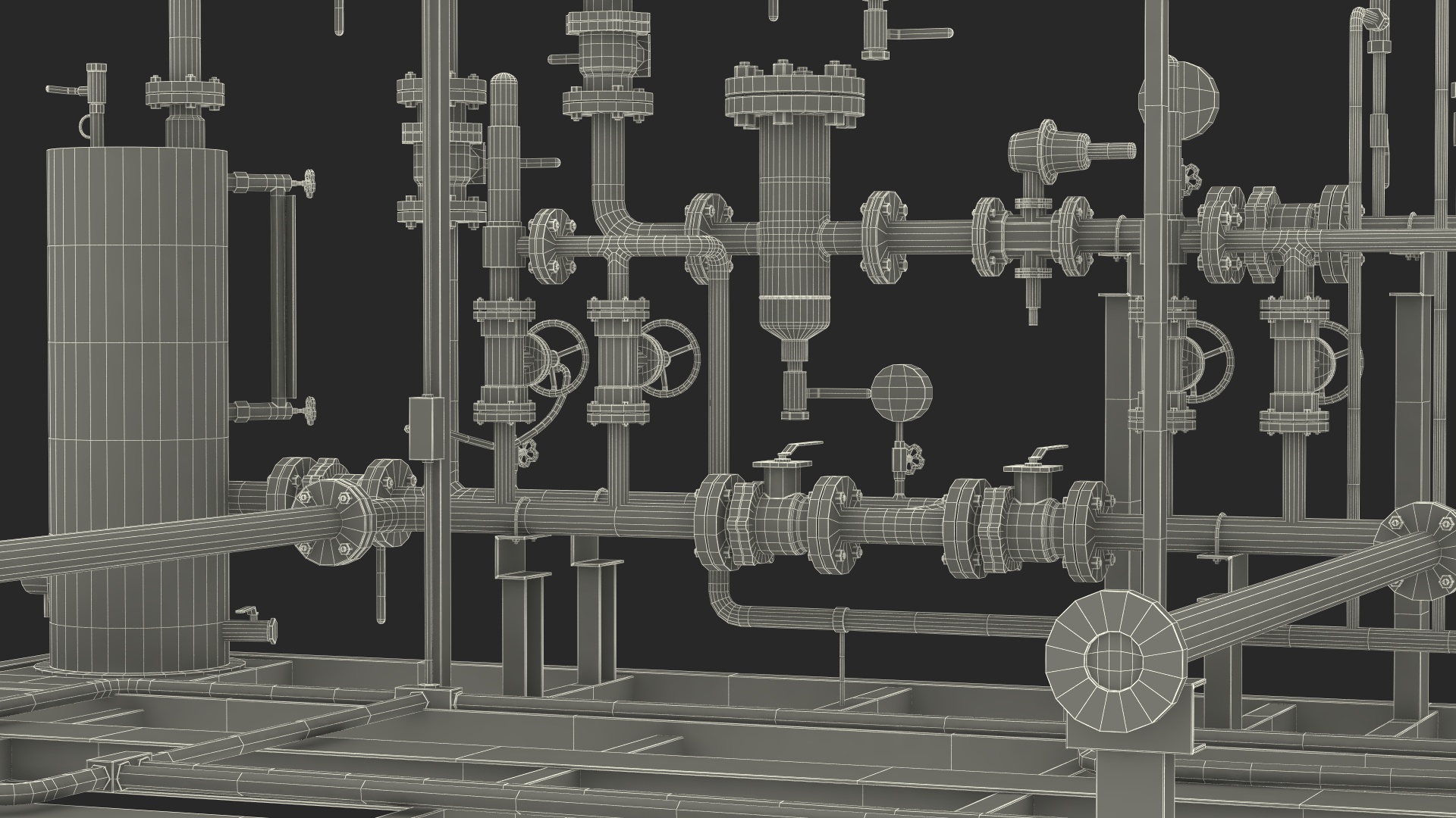 LNG Gas Filling Station Pipe Block 3D model