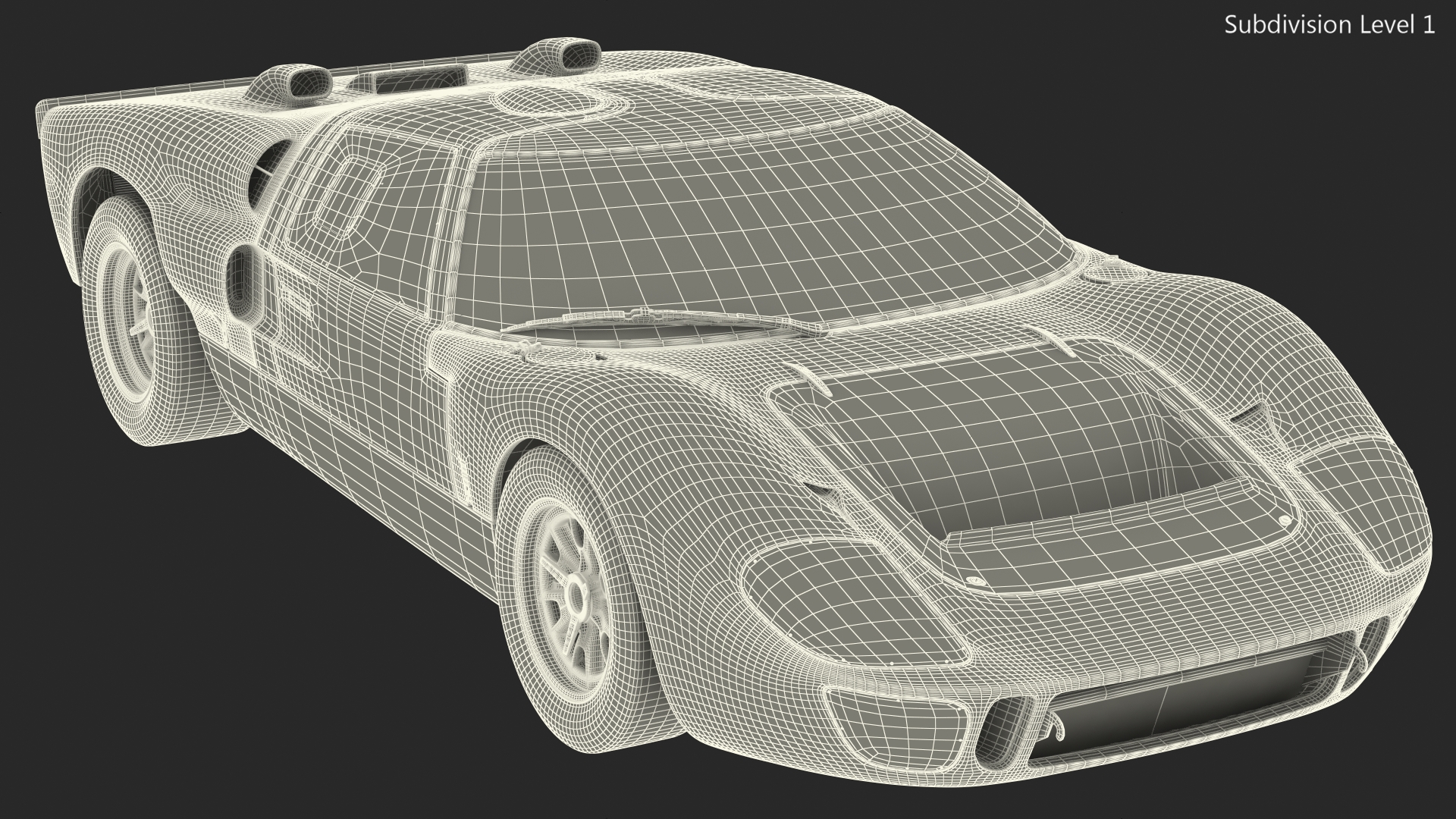 3D model Classic Racing Car White Simple Interior