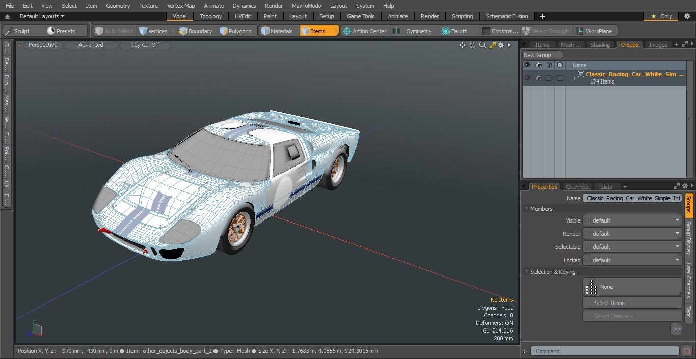 3D model Classic Racing Car White Simple Interior