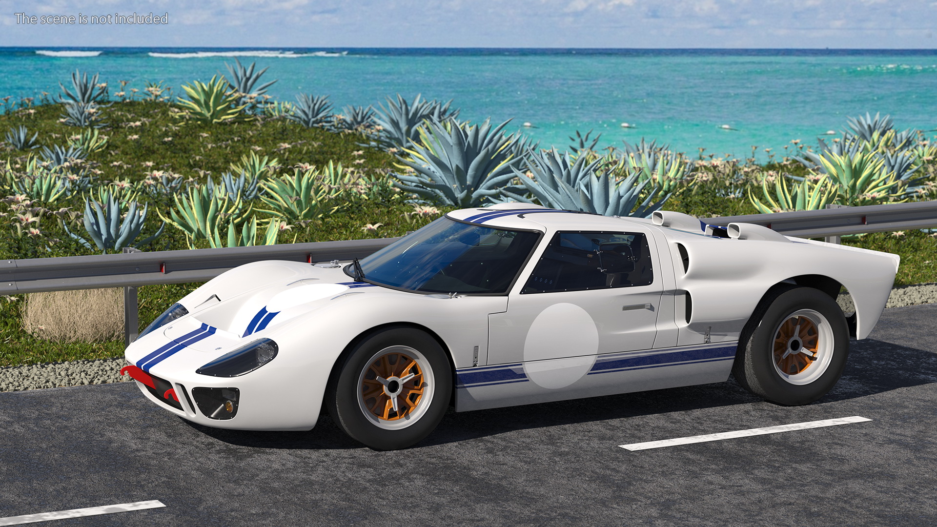3D model Classic Racing Car White Simple Interior