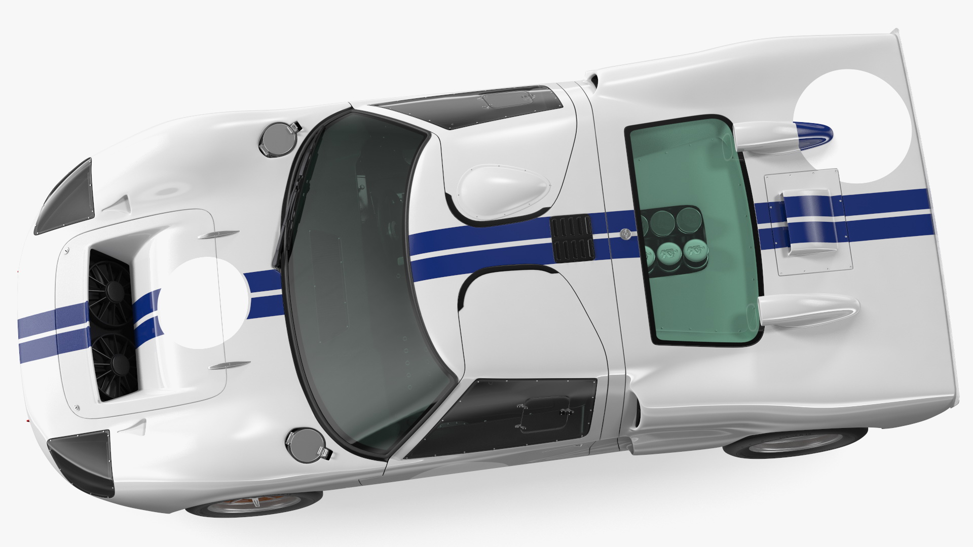 3D model Classic Racing Car White Simple Interior