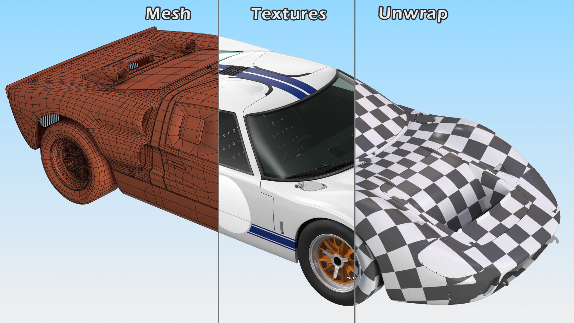 3D model Classic Racing Car White Simple Interior