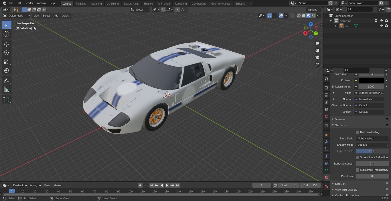 3D model Classic Racing Car White Simple Interior