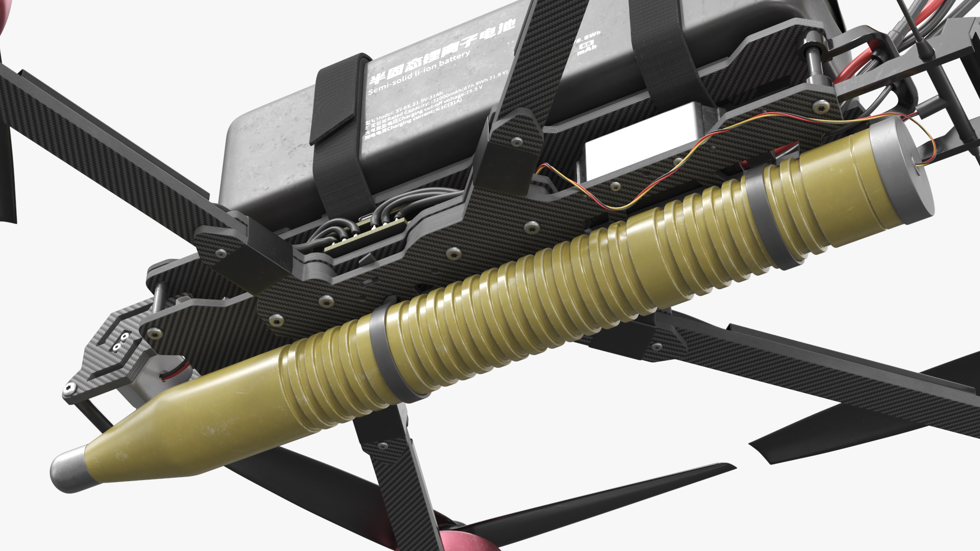 Kamikaze Quadcopter with Mounted Munition Green Rigged - view 11