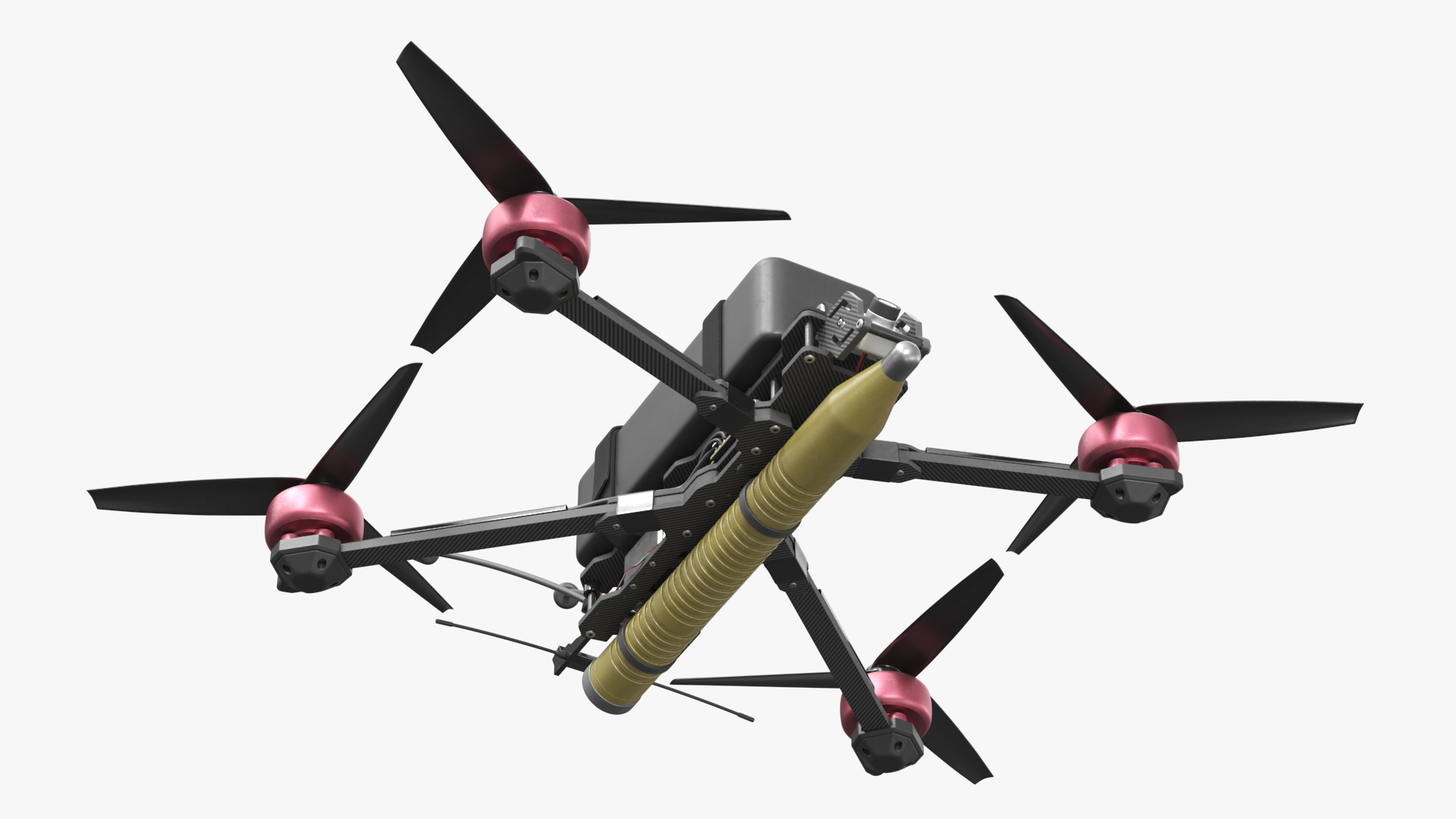 Kamikaze Quadcopter with Mounted Munition Green Rigged - view 6