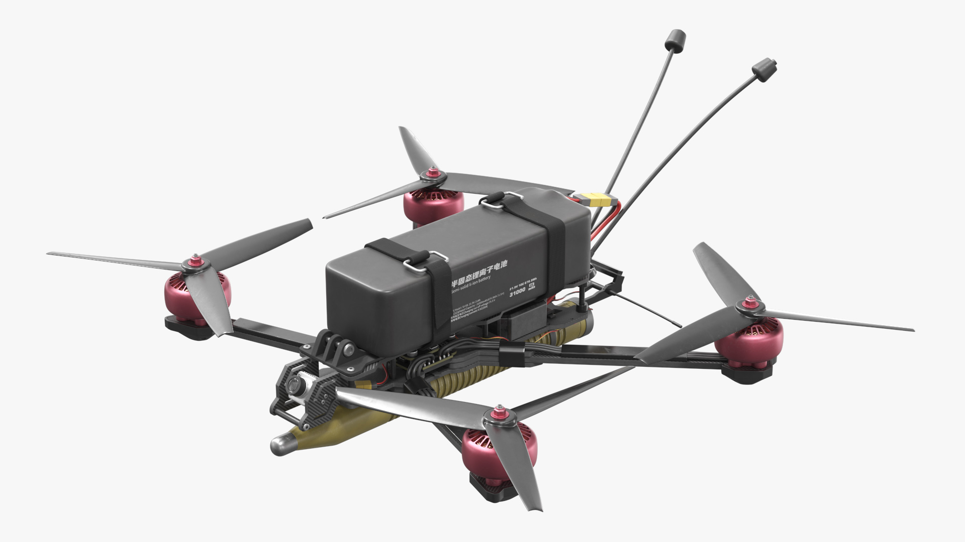 Kamikaze Quadcopter with Mounted Munition Green Rigged - view 2