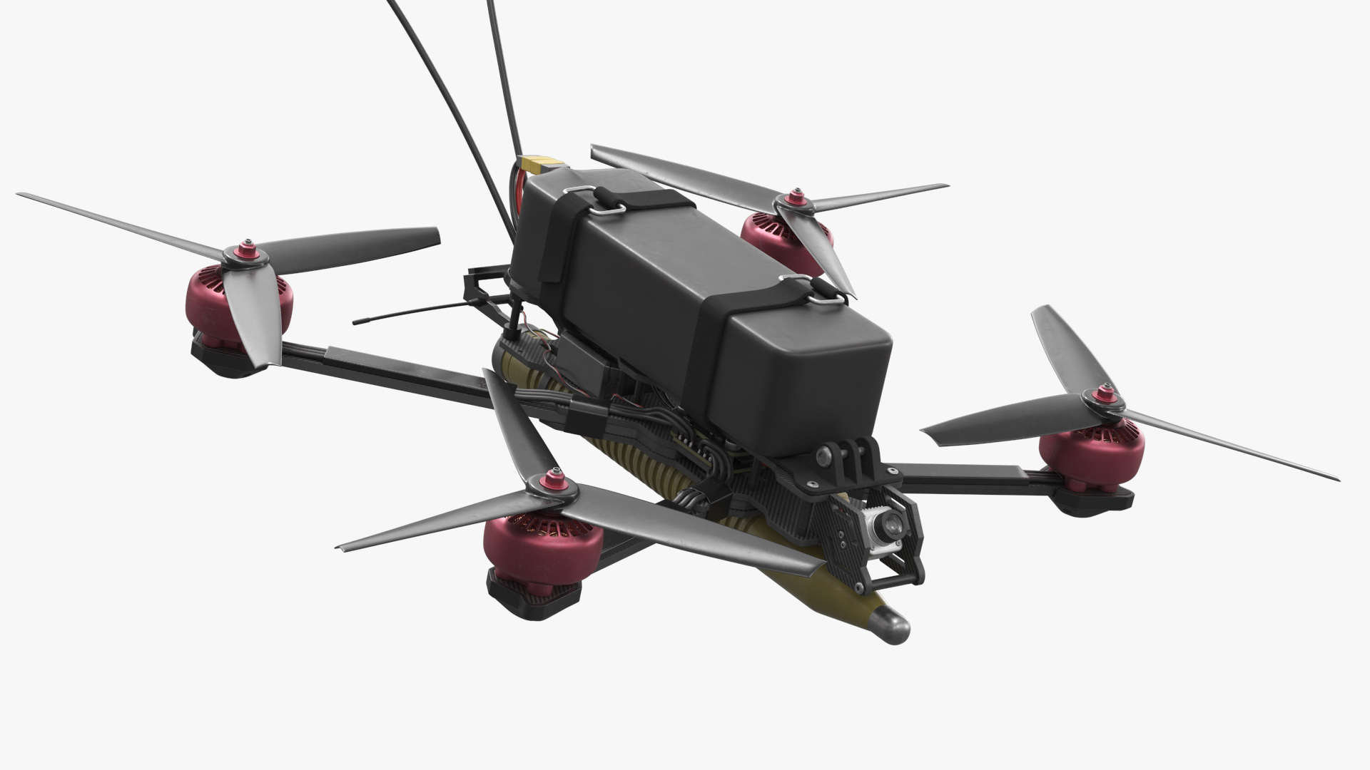 Kamikaze Quadcopter with Mounted Munition Green Rigged - view 7