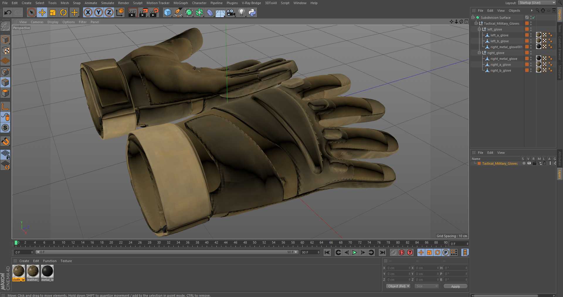 Tactical Military Gloves 3D model