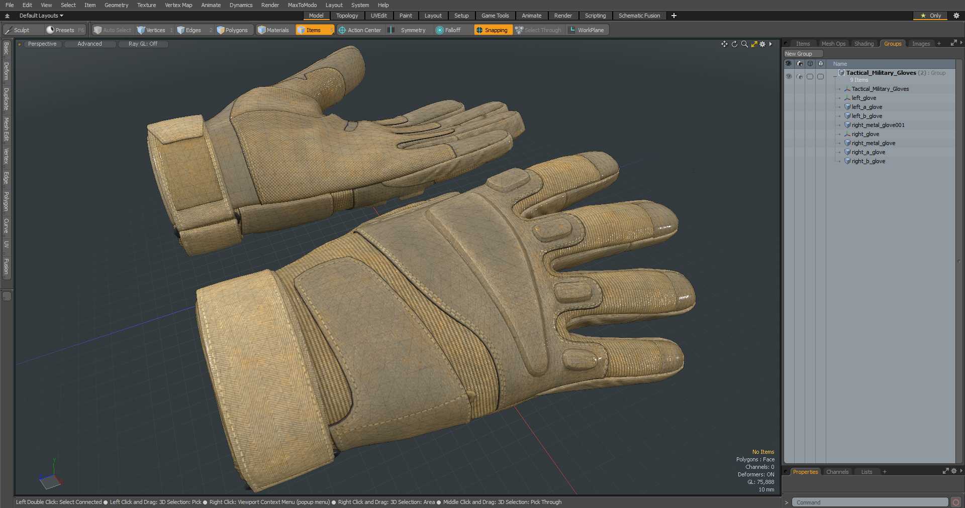 Tactical Military Gloves 3D model