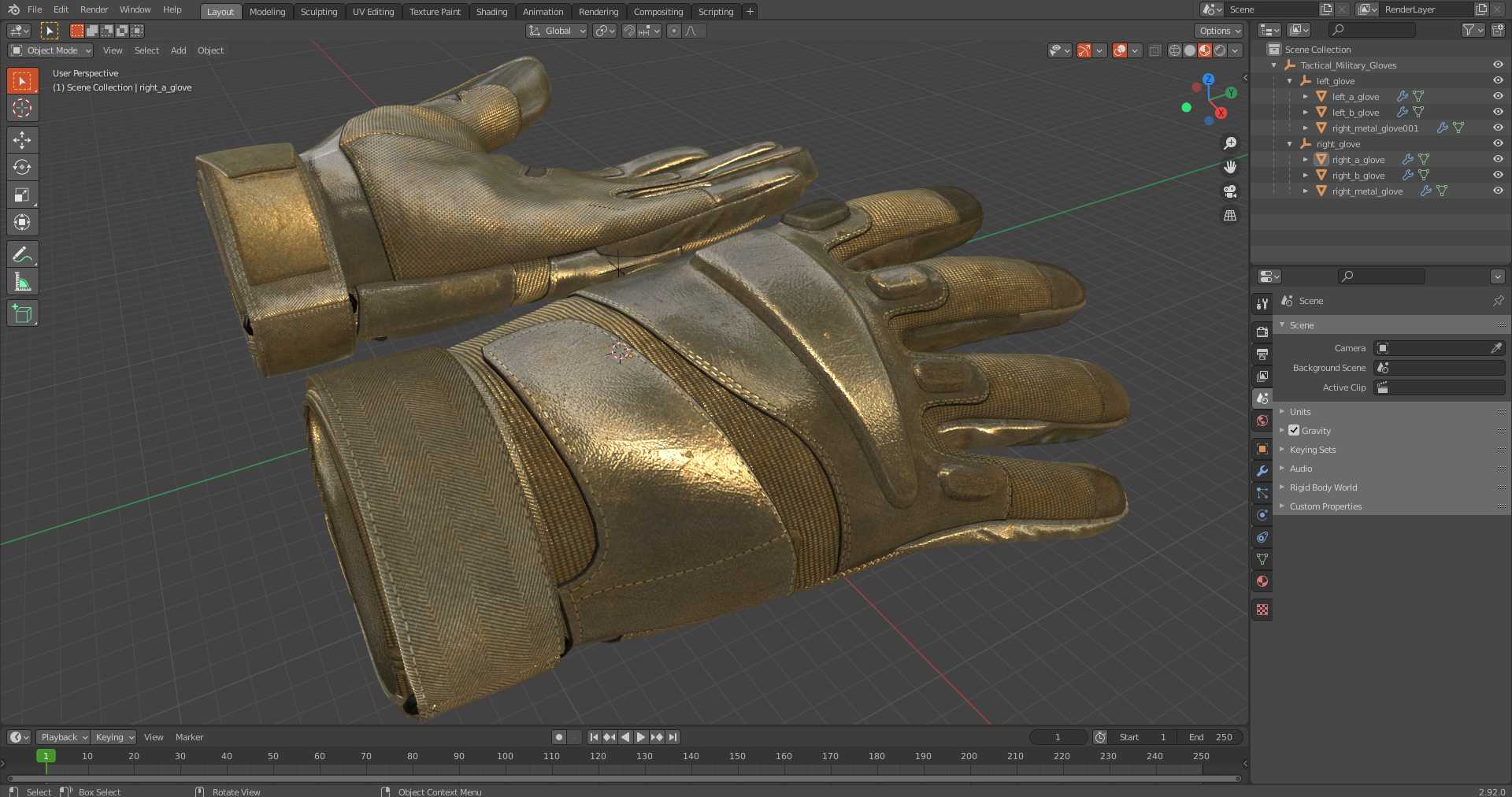Tactical Military Gloves 3D model