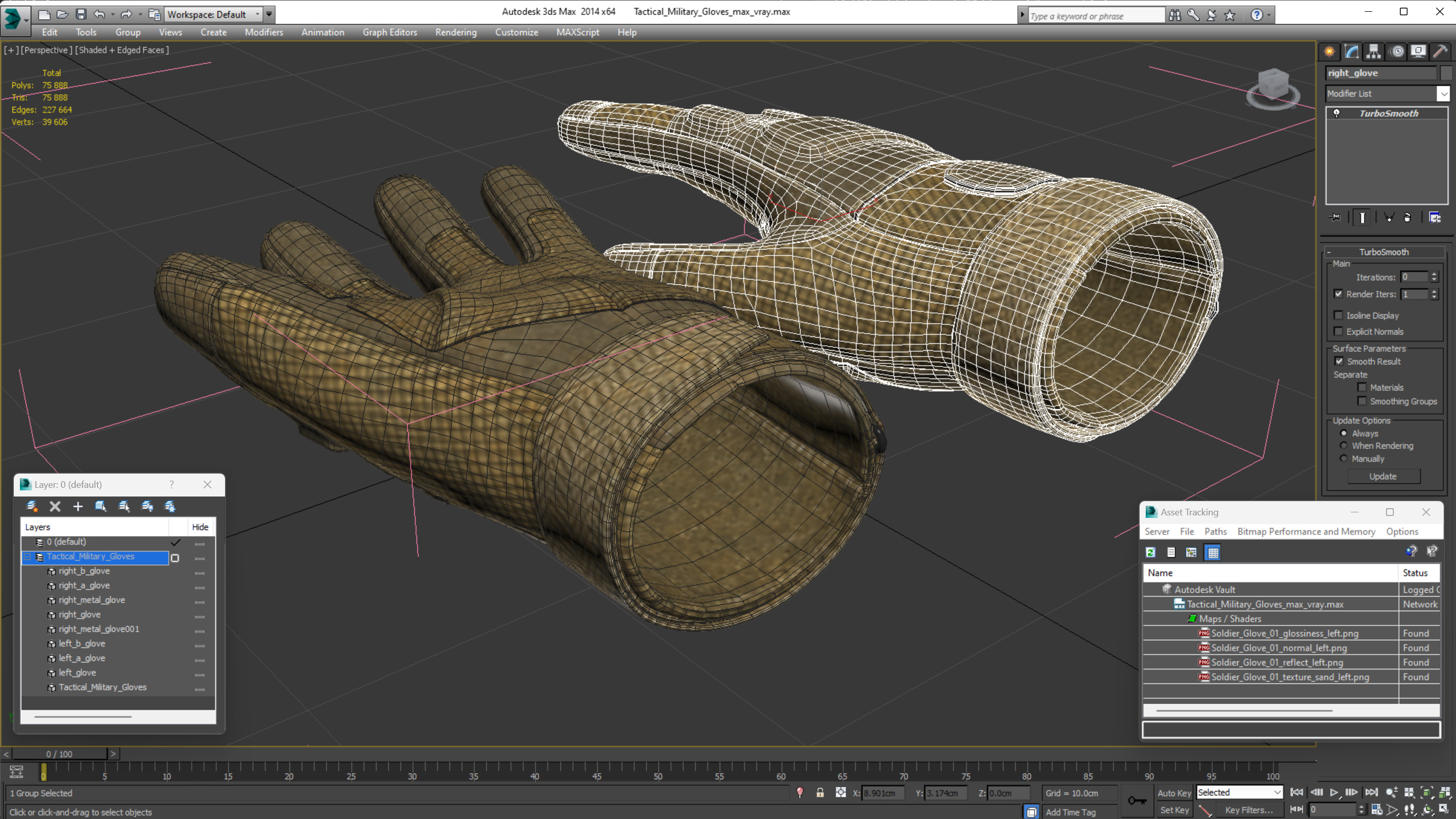 Tactical Military Gloves 3D model