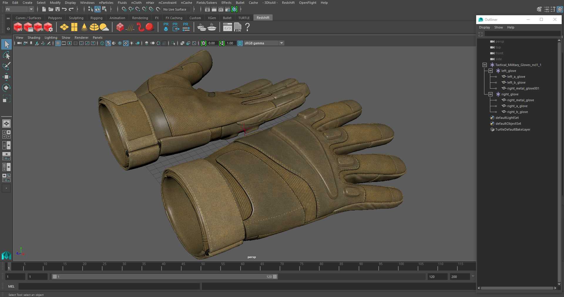 Tactical Military Gloves 3D model