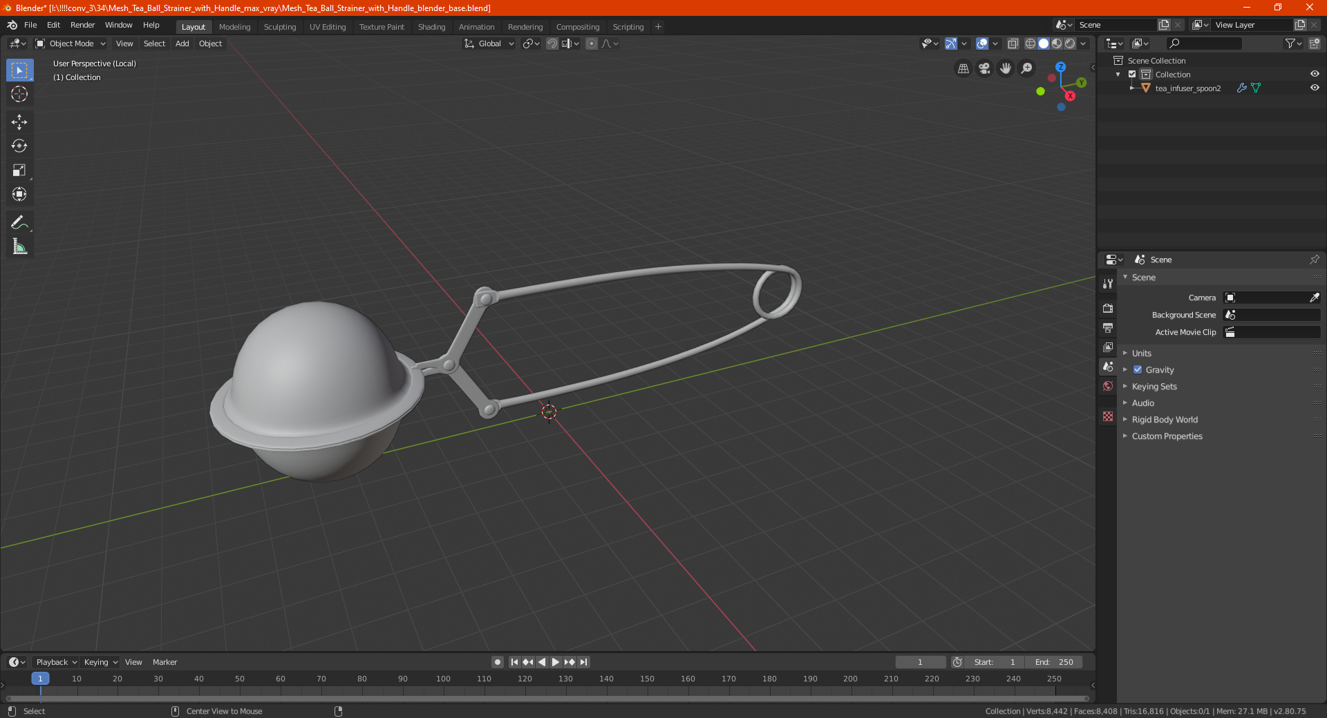 Mesh Tea Ball Strainer with Handle 3D model