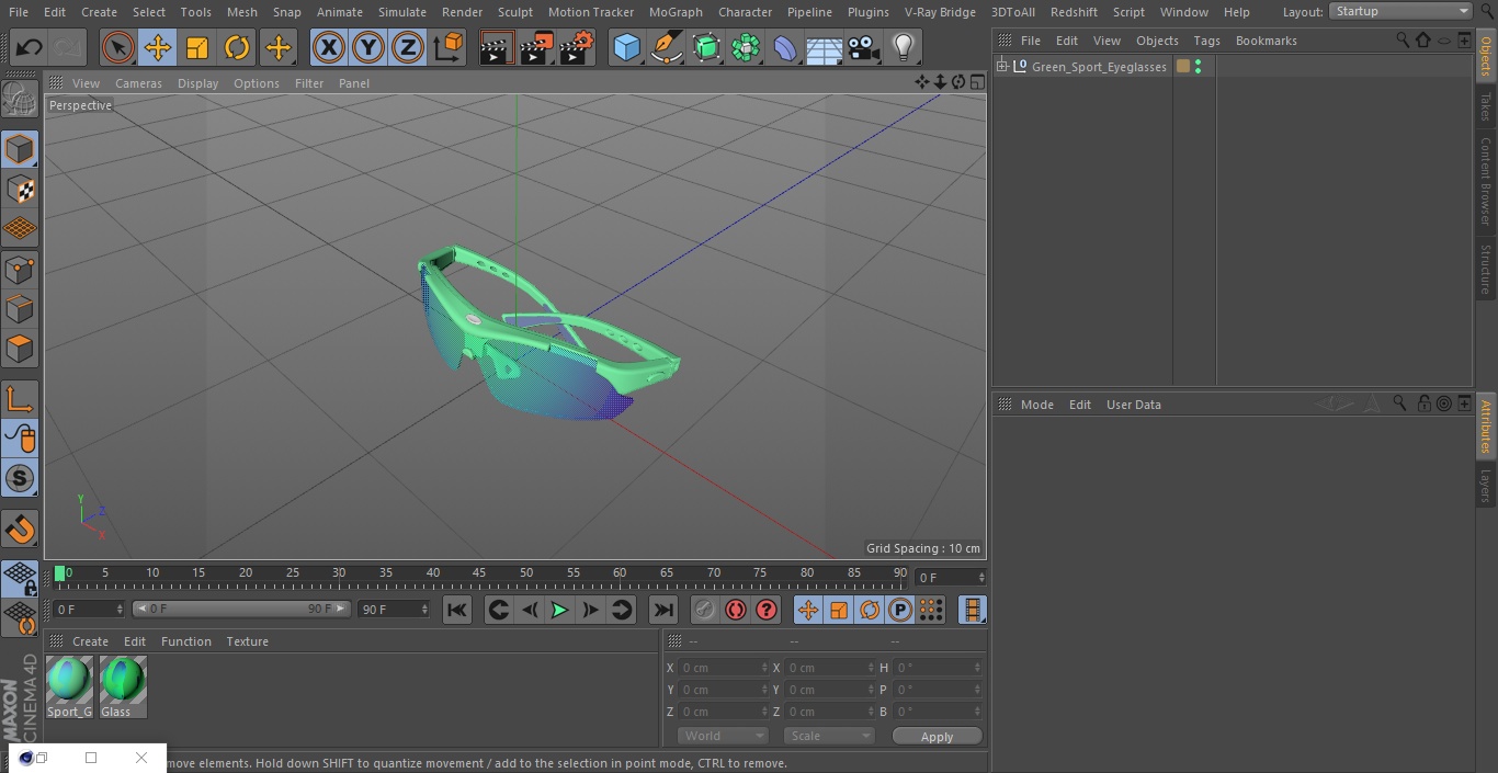 Green Sport Eyeglasses 3D
