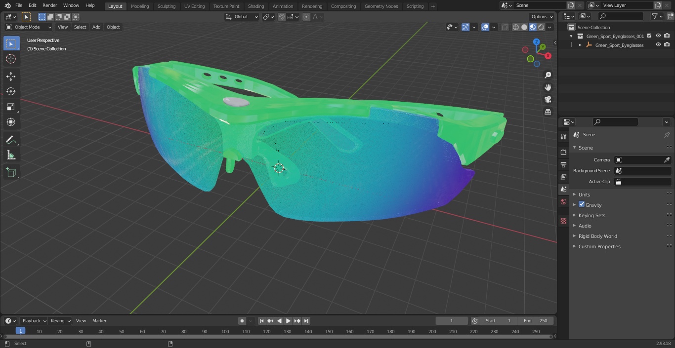Green Sport Eyeglasses 3D