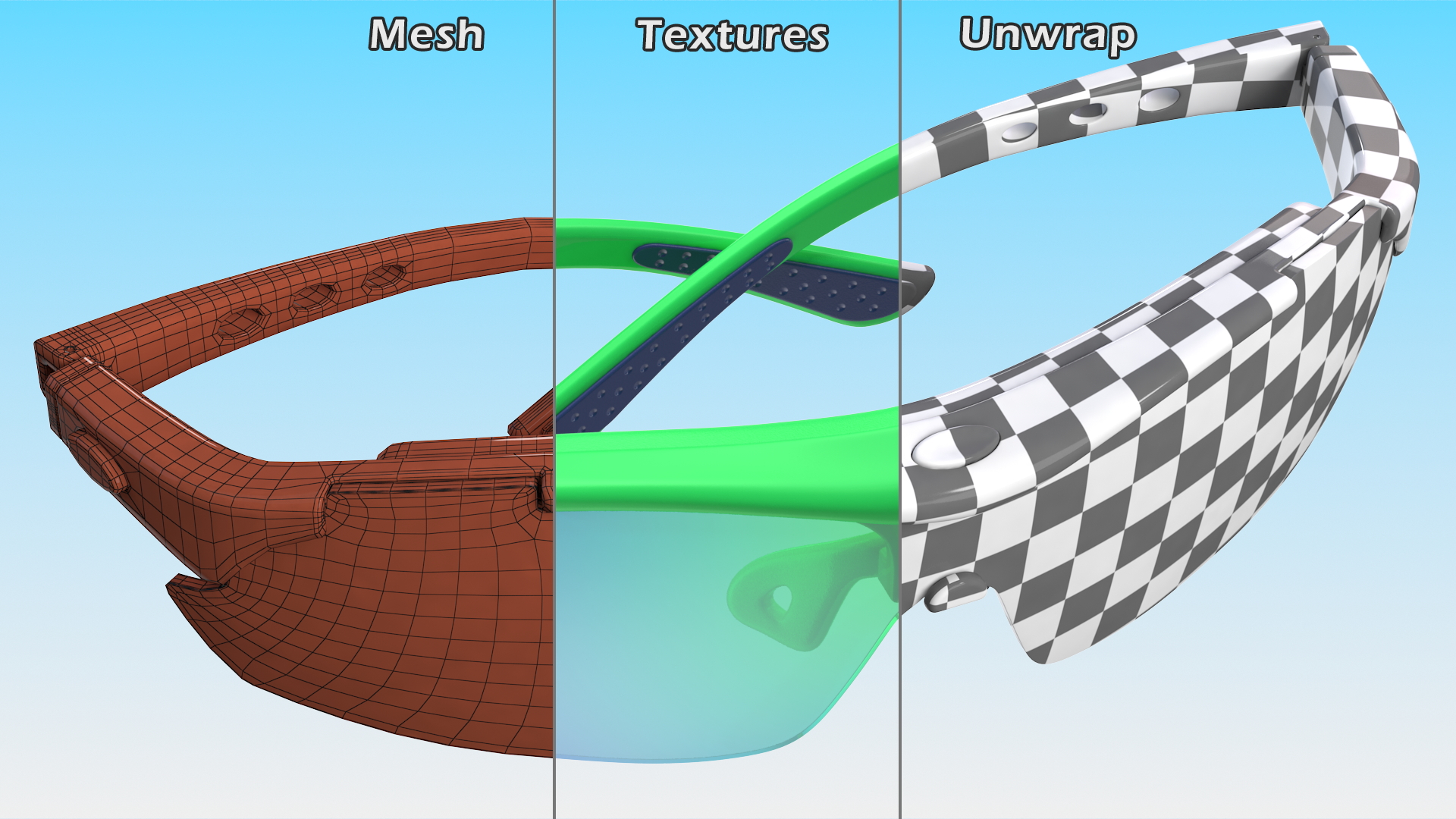 Green Sport Eyeglasses 3D