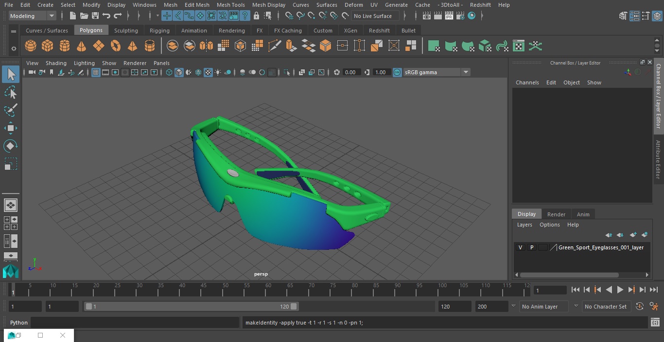 Green Sport Eyeglasses 3D