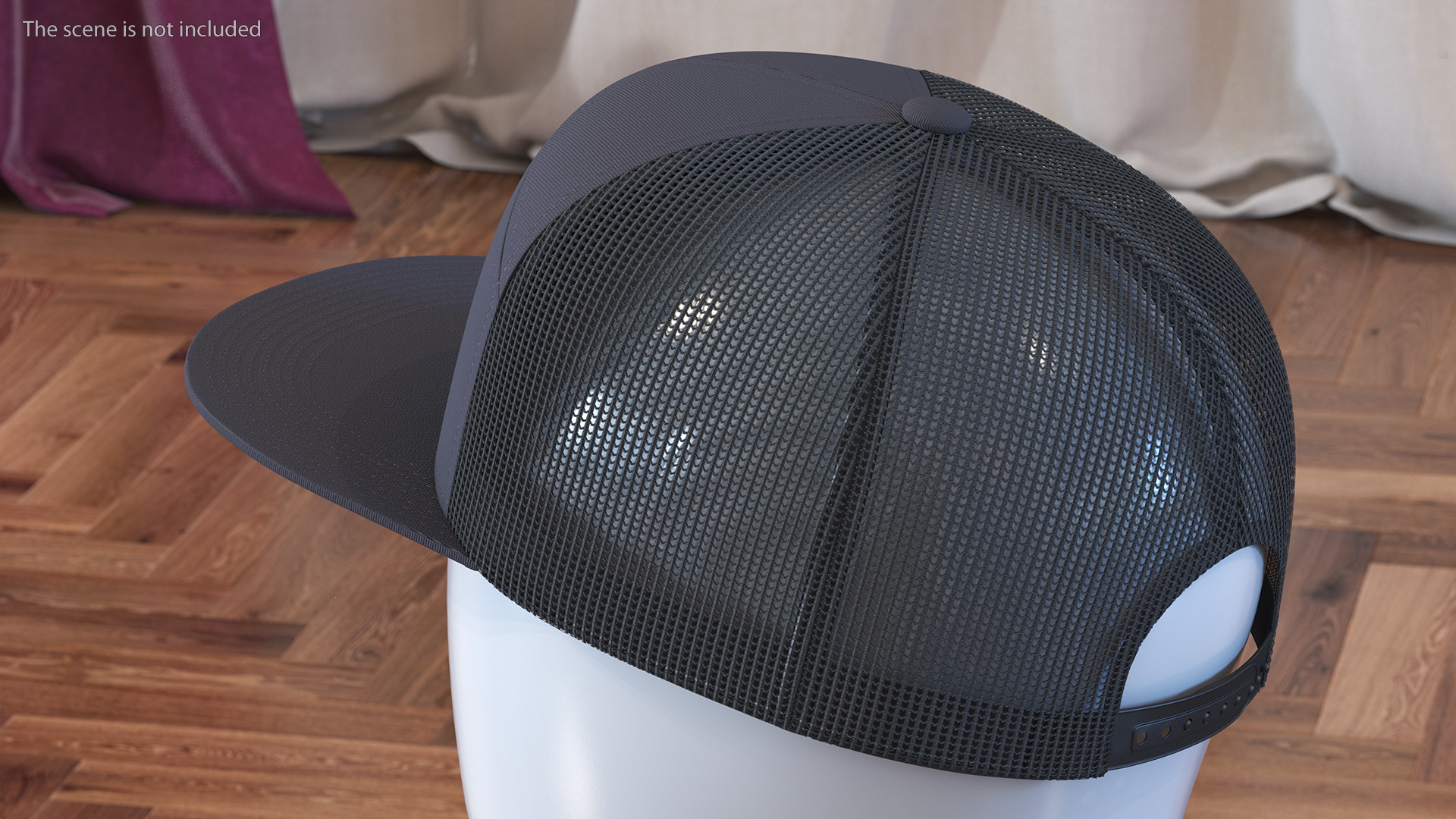 3D Flat Brim Trucker Hat with Mesh Back