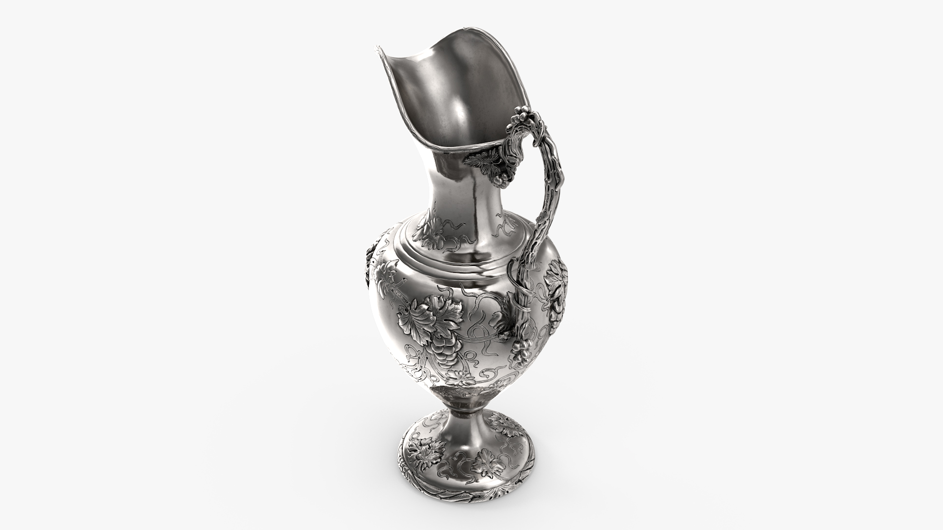 3D Silver Pitcher in Grape Pattern