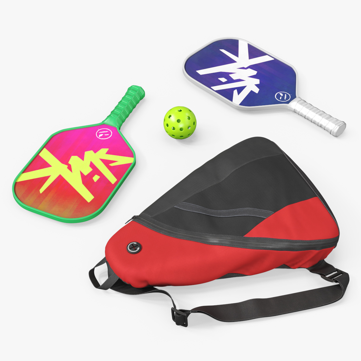 Pickleball Set with Rackets Bag and Ball 3D model preview