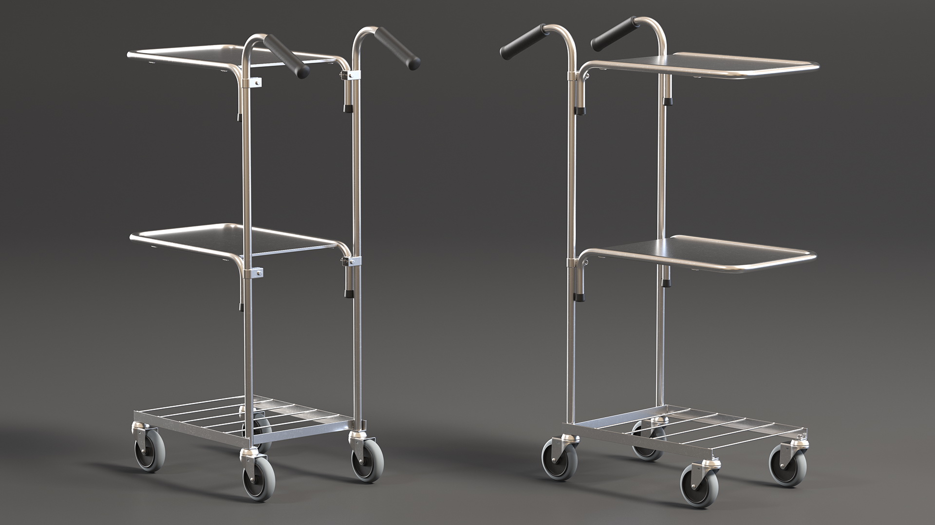 3D model Steel Mini Trolley With Two Shelves