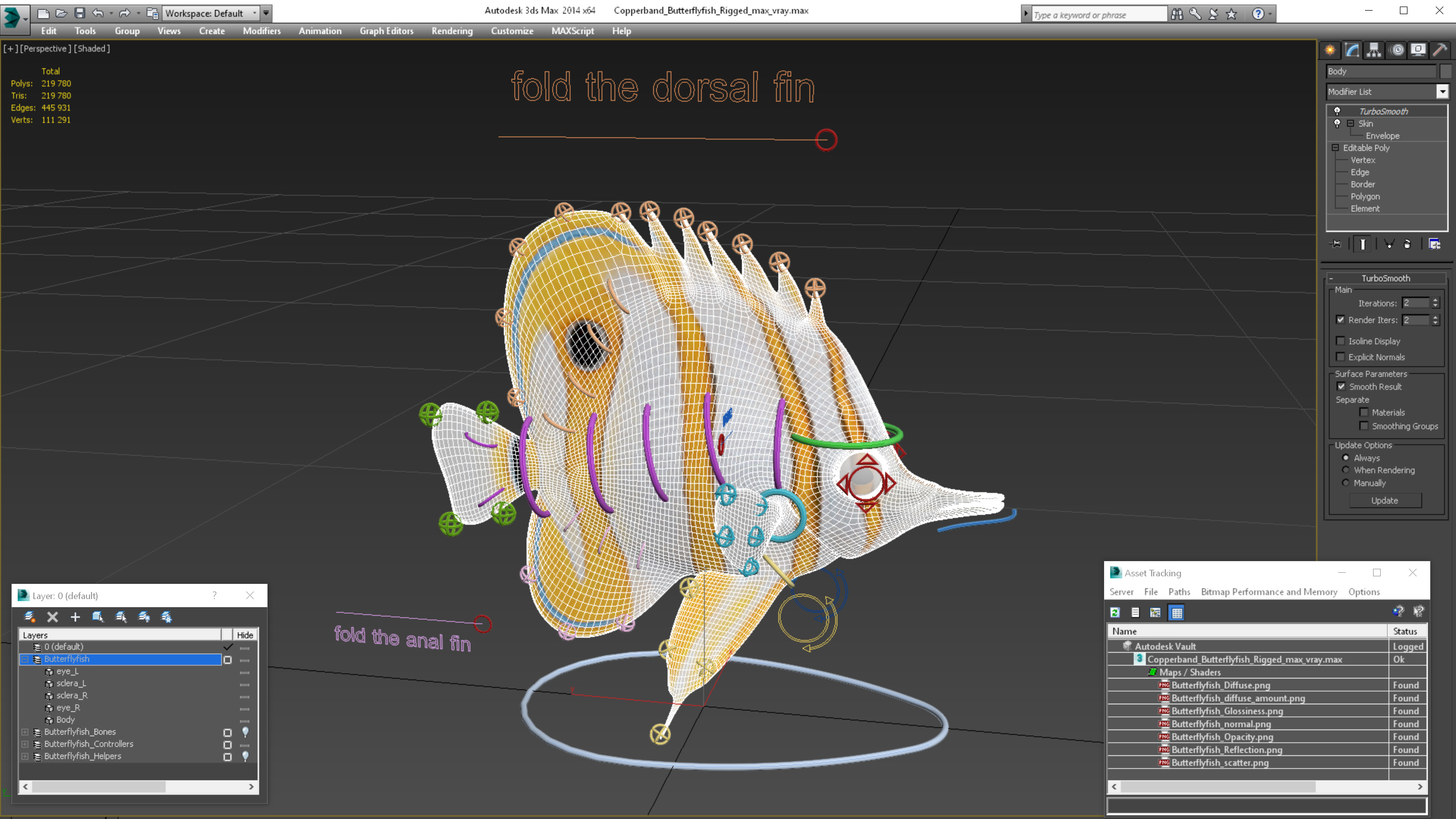 3D Copperband Butterflyfish Rigged