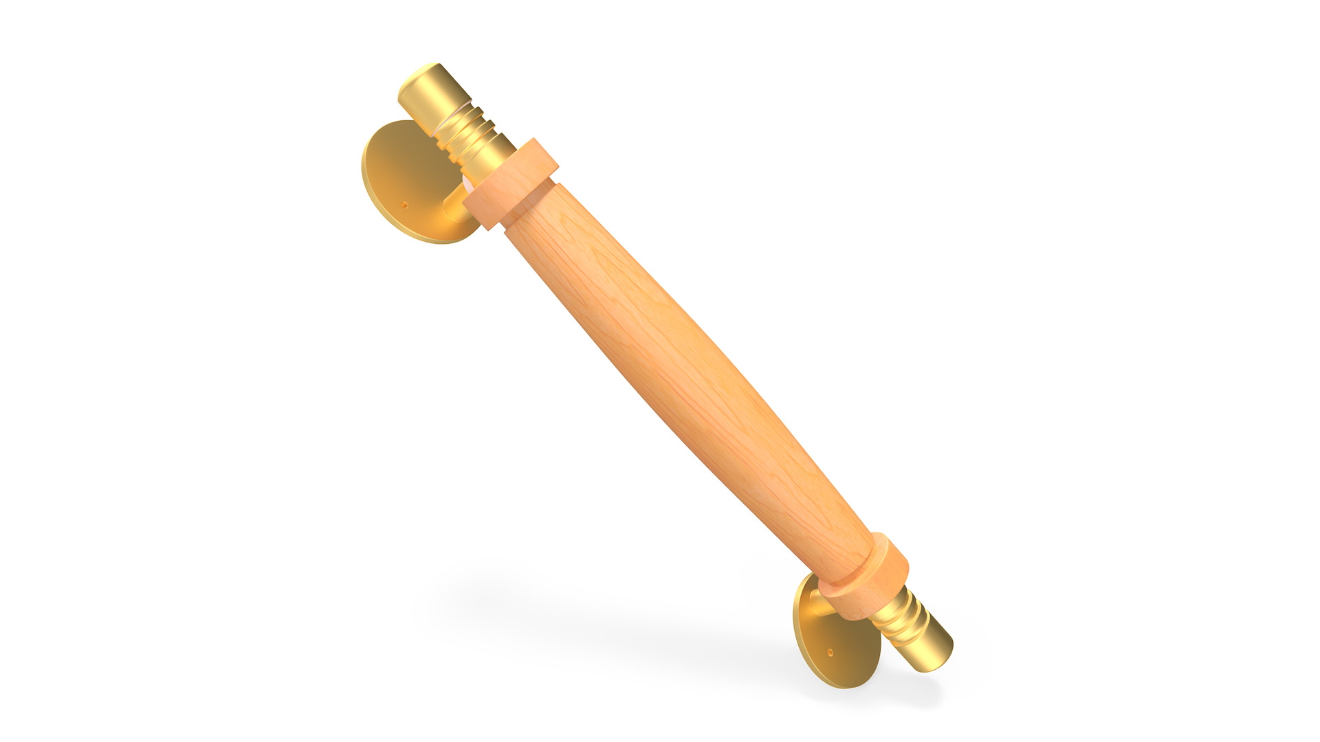 3D model Door Gold Handle with Wooden Oval Insert