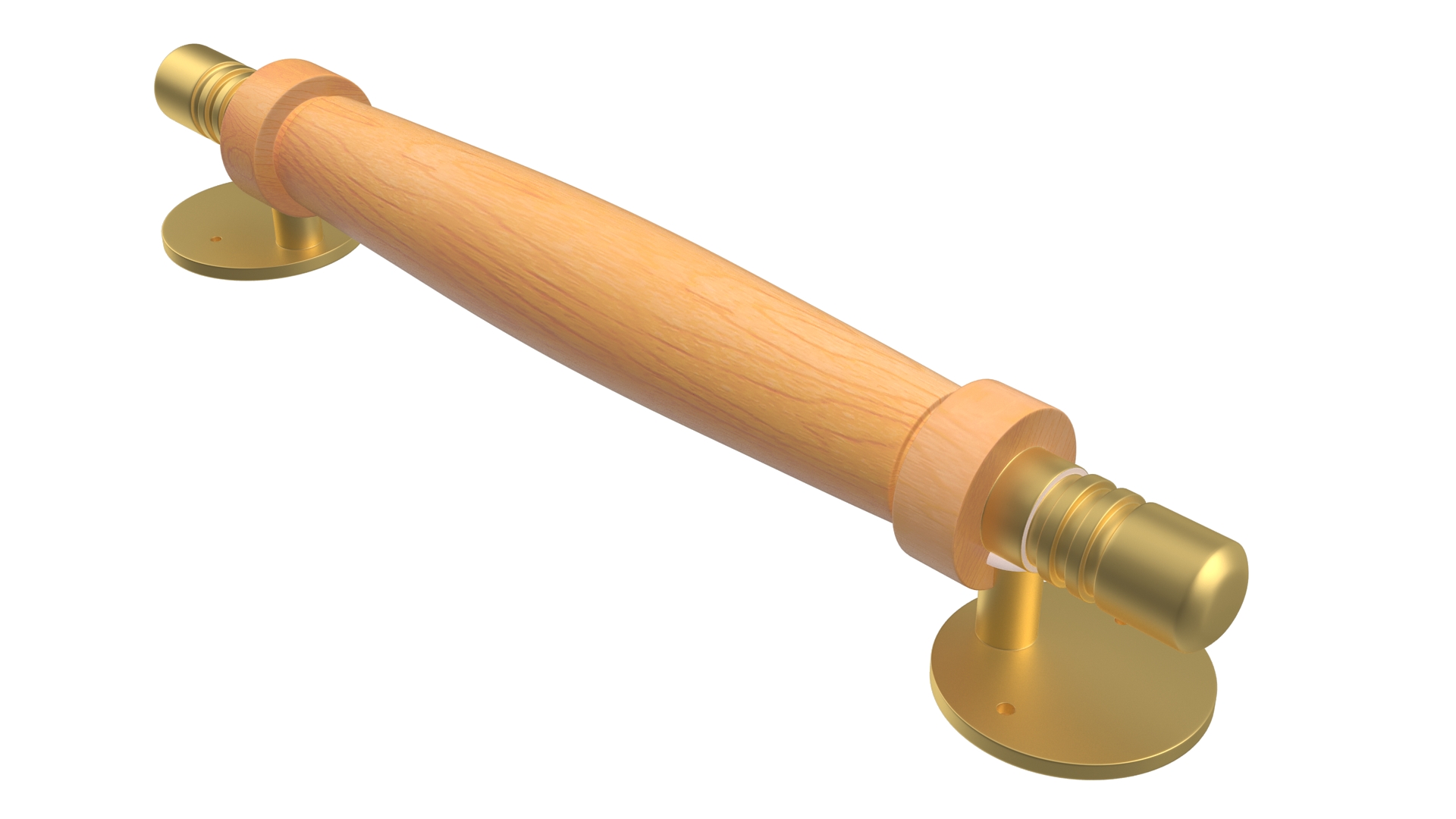 3D model Door Gold Handle with Wooden Oval Insert