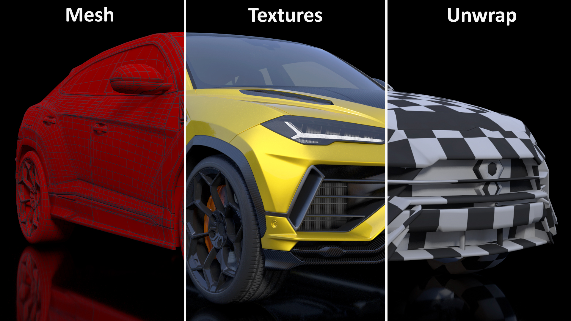 Super Luxury SUV Lights ON Simple Interior 3D