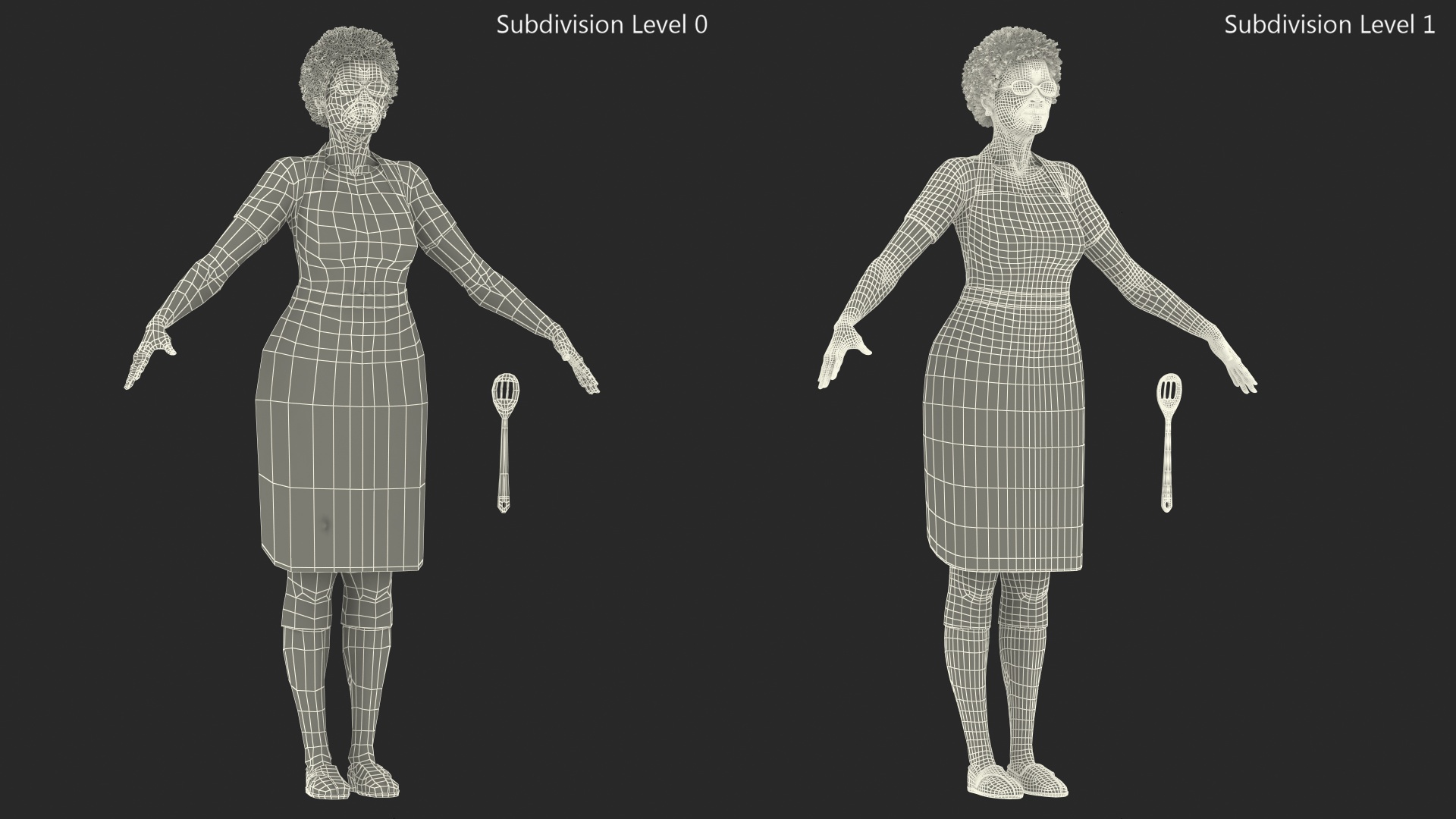 3D model Kitchen Style Black Elderly Woman A-Pose