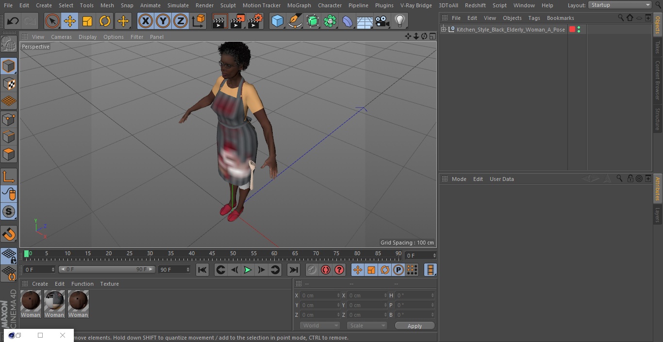 3D model Kitchen Style Black Elderly Woman A-Pose