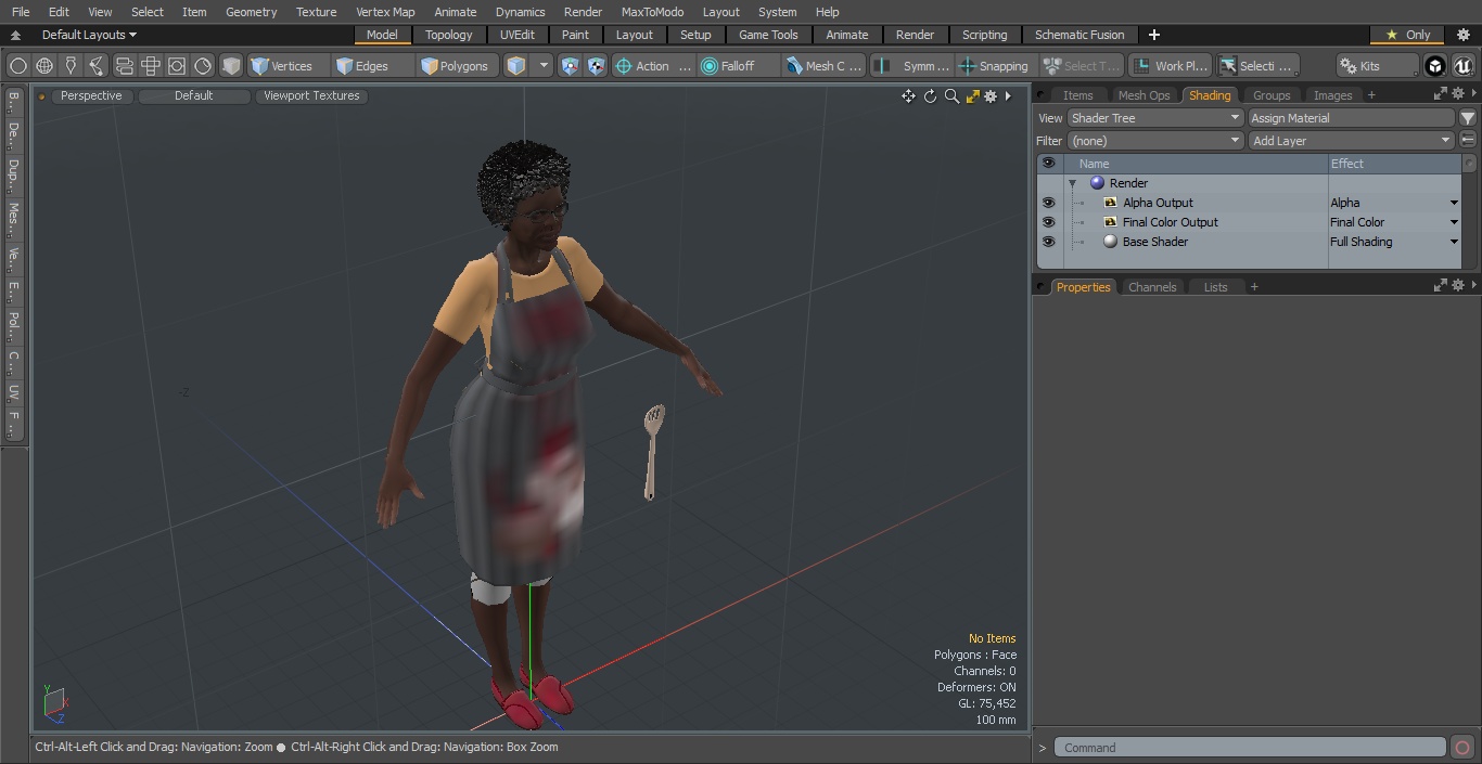 3D model Kitchen Style Black Elderly Woman A-Pose