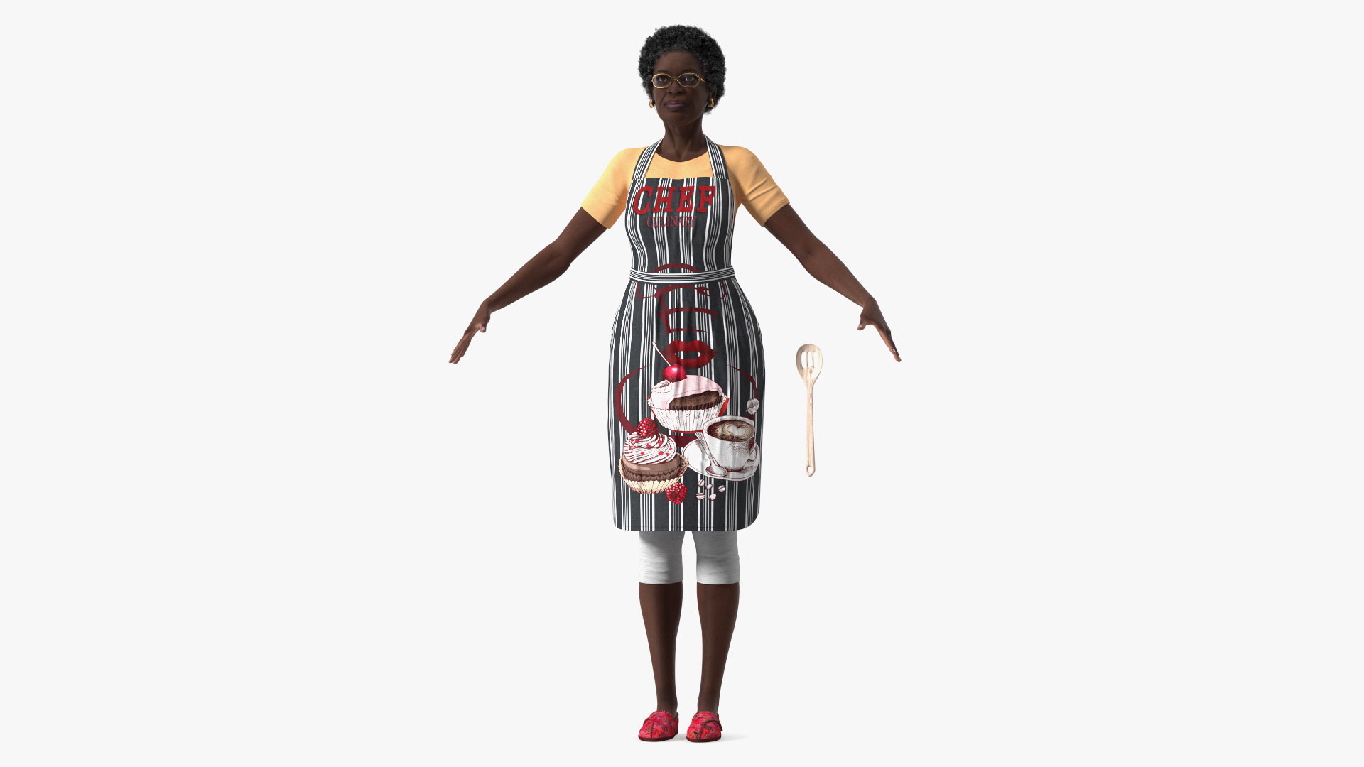 3D model Kitchen Style Black Elderly Woman A-Pose