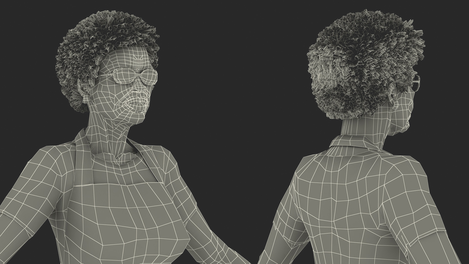 3D model Kitchen Style Black Elderly Woman A-Pose