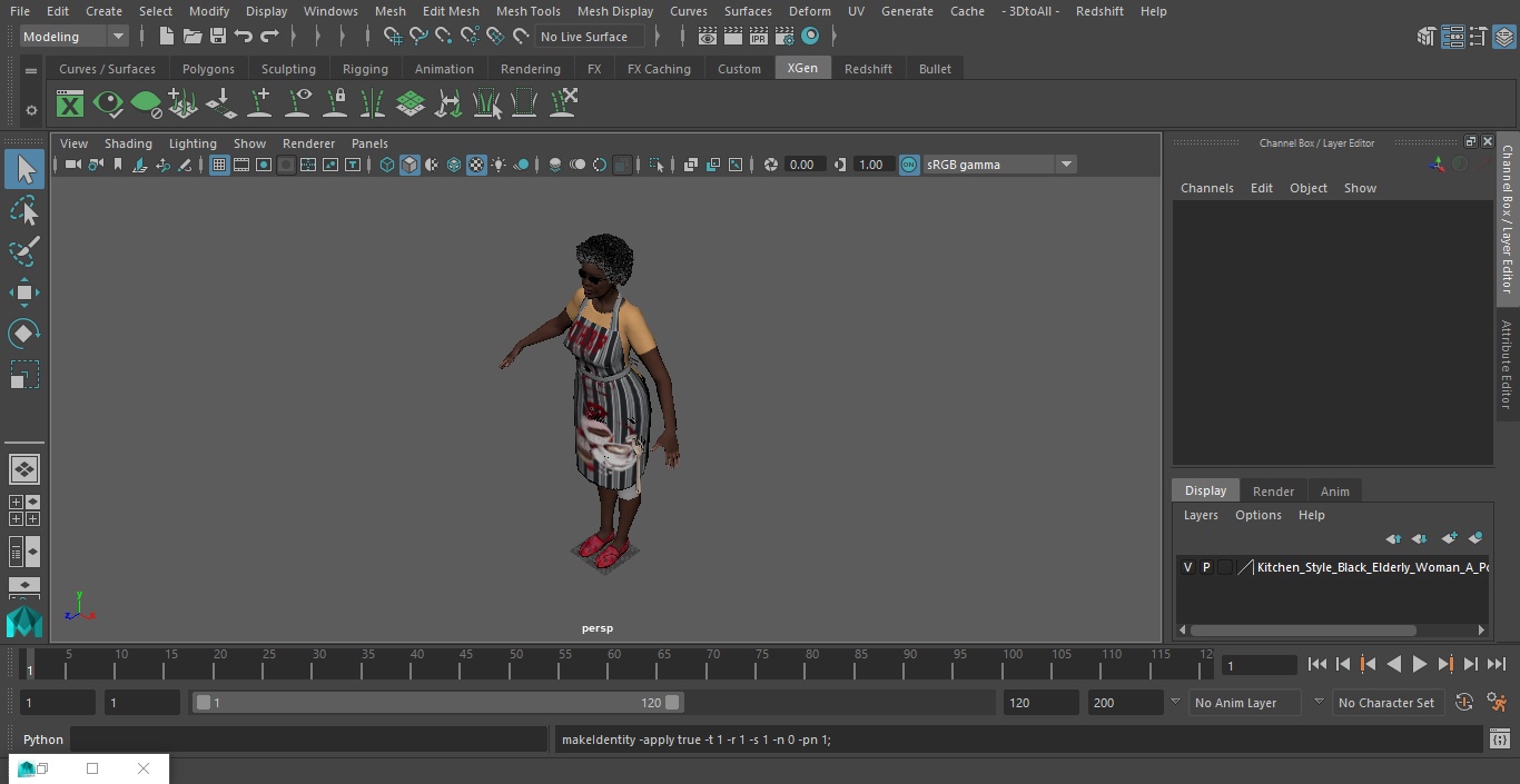 3D model Kitchen Style Black Elderly Woman A-Pose